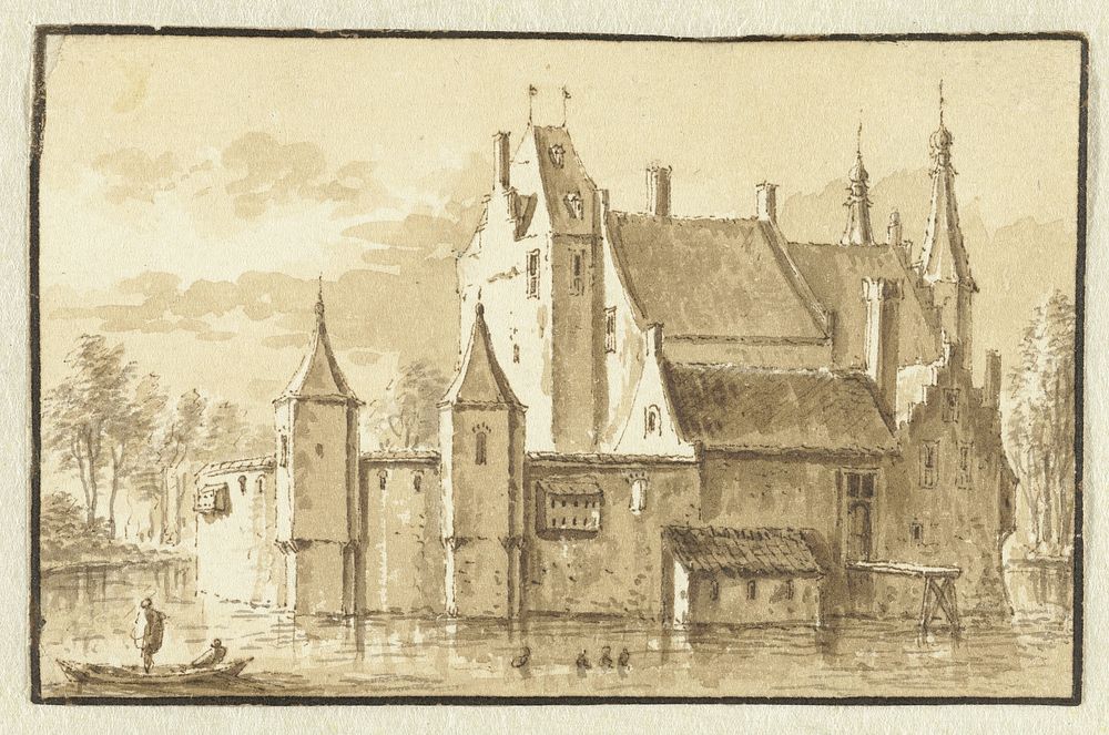 Het huis Ter Does bij Leiden, van achter gezien (1722 - 1735) by Abraham Rademaker