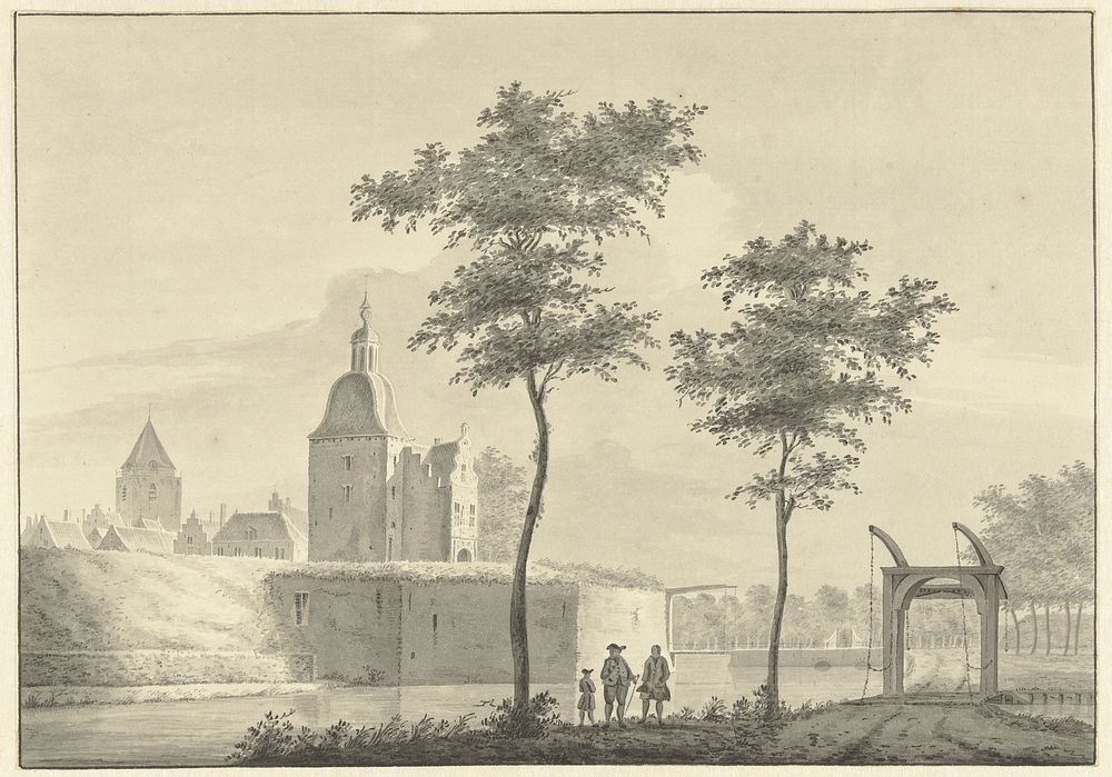 De Leidse Poort te Woerden (c. 1750 - c. 1776) by Theodorus Cornelis Schutter