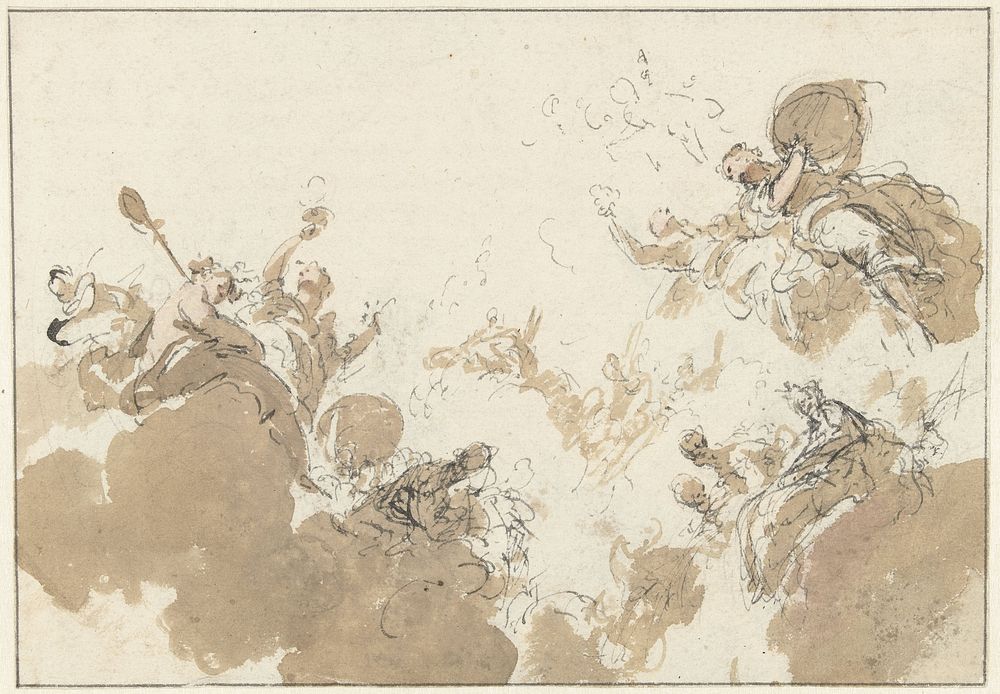 Ontwerp voor plafondschildering (c. 1705 - c. 1754) by Jacob de Wit