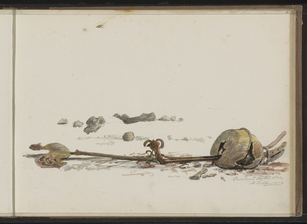 Windhaan in een landschap te Enschede (1862) by Hendrik Valkenburg