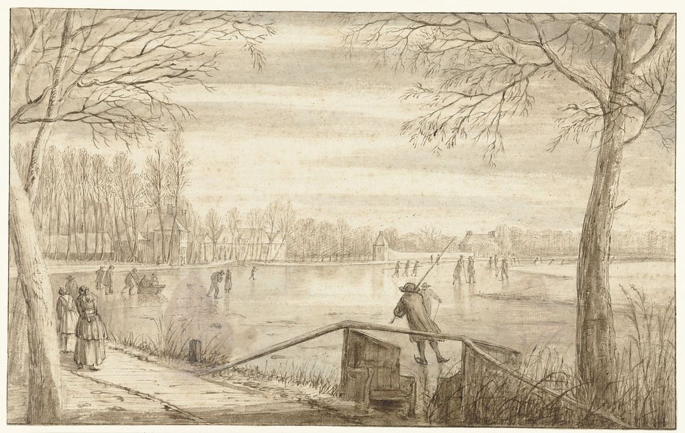 Skaters on the River Vecht, near Maarssen, with the Estates of Daelwijck and Vechthoven in the Distance (c. 1682 - c. 1699)…