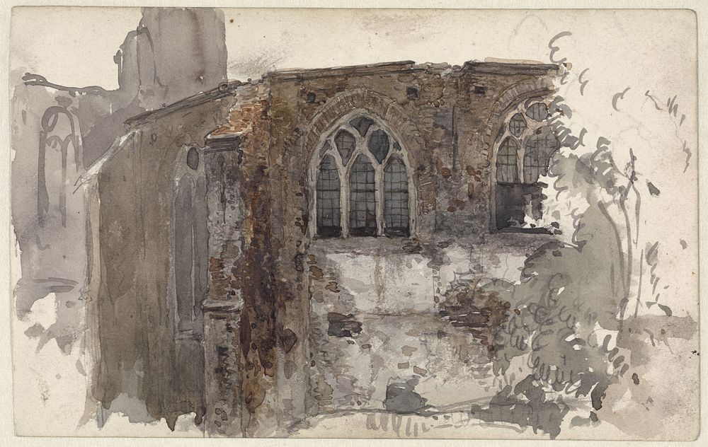 Ruïne van een kerk (c. 1834 - c. 1893) by Willem Anthonie van Deventer