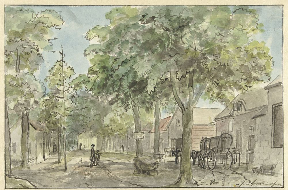 Dorpsstraat in Lage Vuursche (1800) by Jurriaan Andriessen