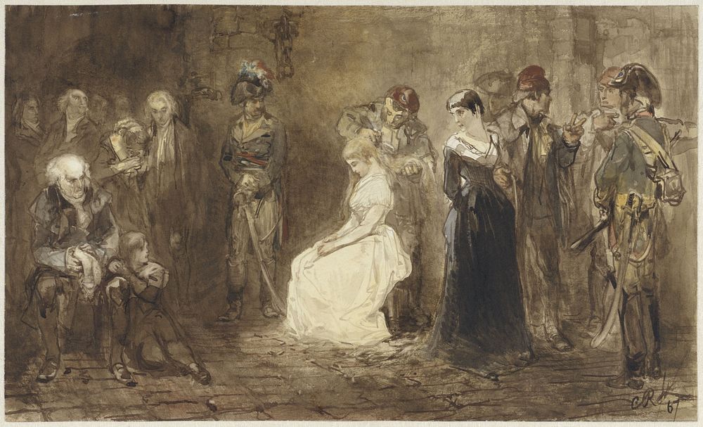 Prinses Elisabeth van Frankrijk in de gevangenis, 10 mei 1794 (1867) by Charles Rochussen