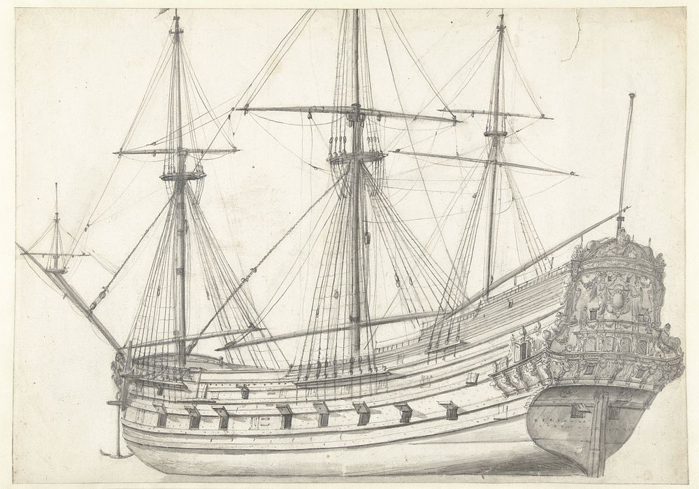 Driemaster van de Amsterdamse Admiraliteit (1600 - 1699) by Jan Abrahamsz Beerstraten