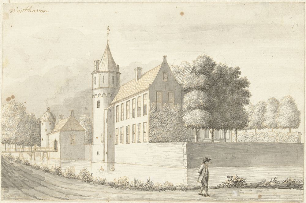 Kasteel Westhoven bij Oostkapelle op Walcheren (1761 - 1828) by Joseph Adolf Schmetterling