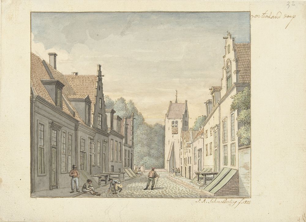Straat in het dorp Oosterland op Duiveland (1822) by Joseph Adolf Schmetterling