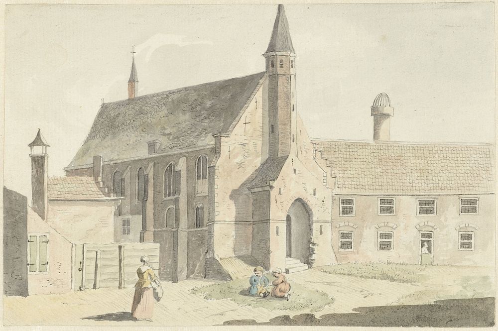 Engelse kerk te Leiden (1789) by Hendrik Tavenier