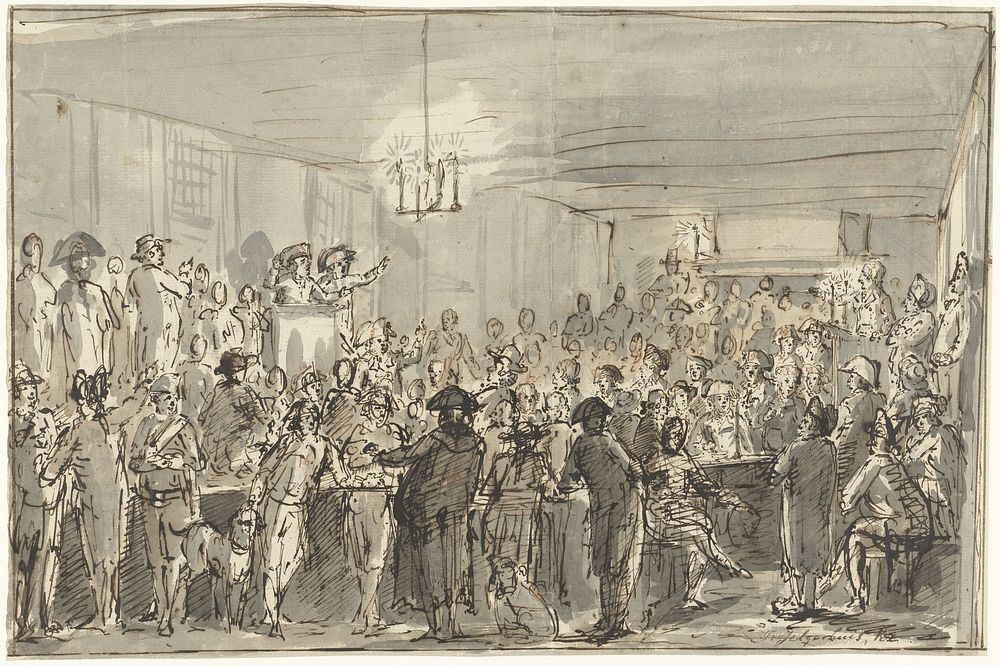 Een revolutionaire vergadering te Delft in 1795 (1795) by Johannes Jelgerhuis