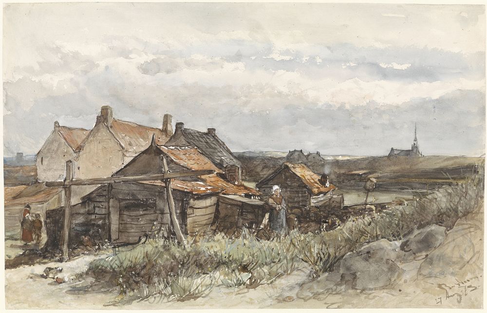 Fishing Family Houses in Scheveningen (1873) by Johannes Bosboom