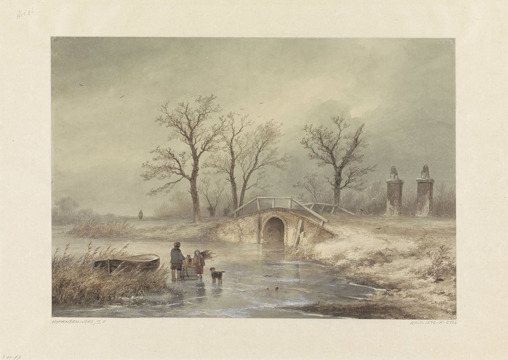 Winterlandschap (1829 - 1866) by Johannes Franciscus Hoppenbrouwers