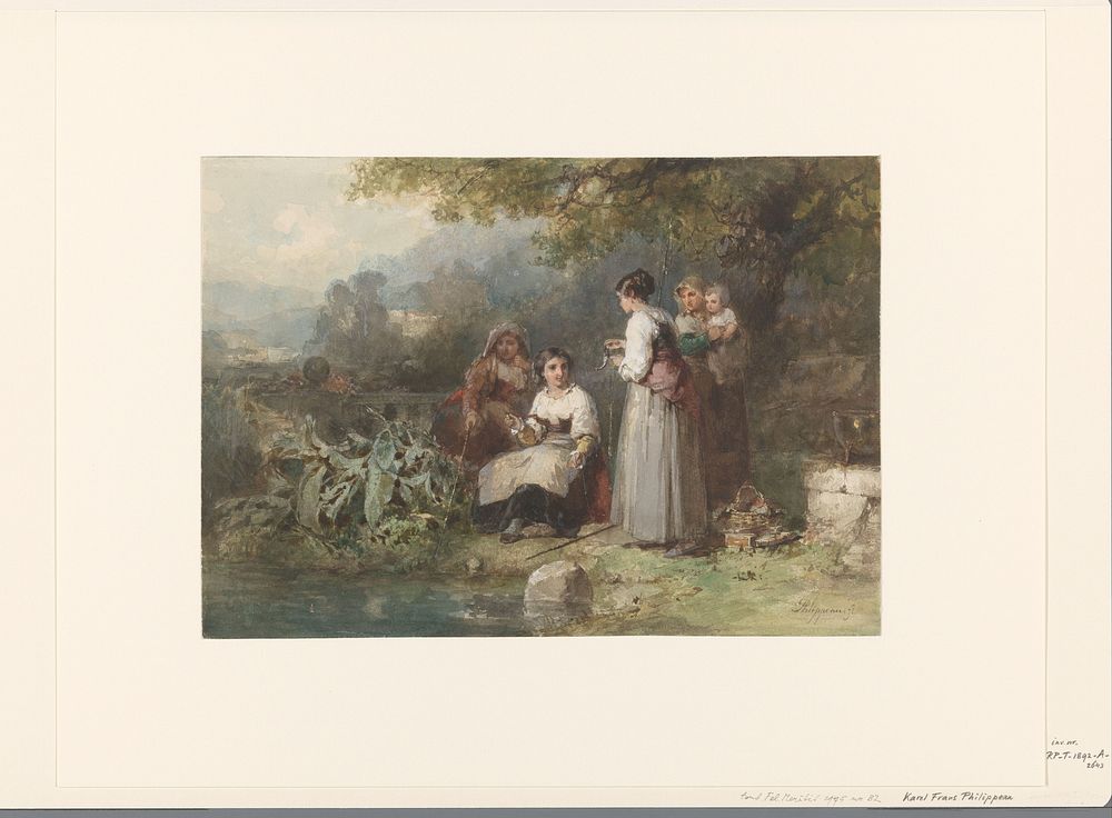 Groepje hengelende Italiaanse vrouwen (1835 - 1892) by Karel Frans Philippeau