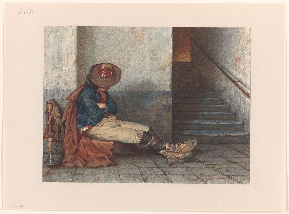 Slapende Pifferaro (1863) by Taco Jan Scheltema