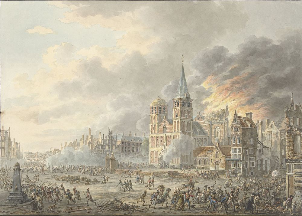 De inneming van een stad door Franse troepen (1801) by Dirk Langendijk