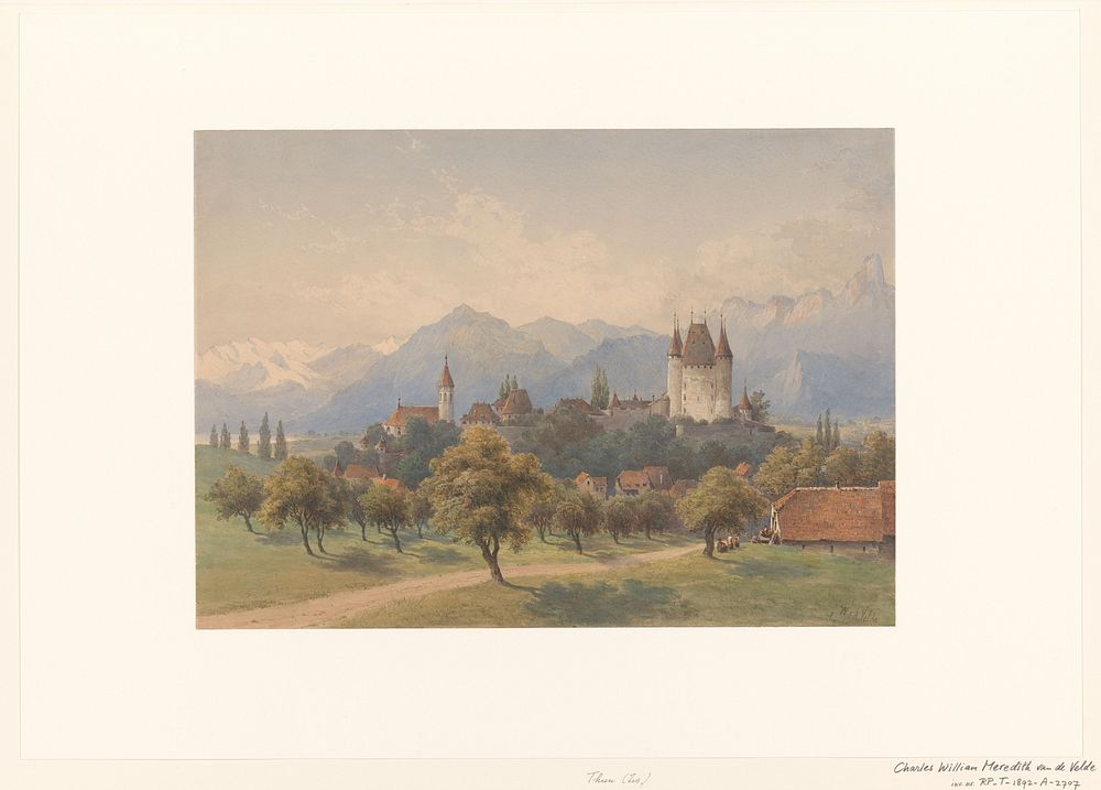 Gezicht op Thun, Zwitserland (1828 - 1892) by Charles William Meredith van de Velde