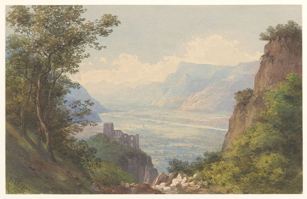 Gezicht op de vallei van Meran in Tirol (1828 - 1892) by Charles William Meredith van de Velde
