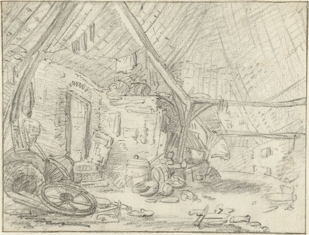 Binnenkant van een boerenschuur (1631 - 1649) by Isaac van Ostade and Isaac van Ostade