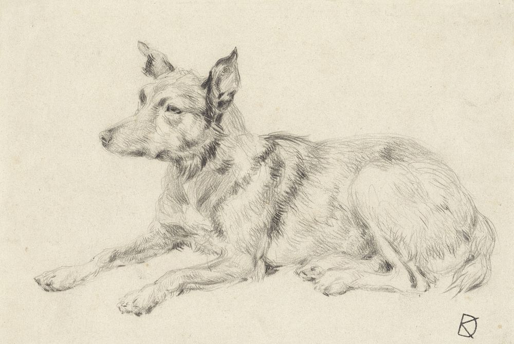 Liggende wolfshond (1841 - 1857) by Johan Daniël Koelman