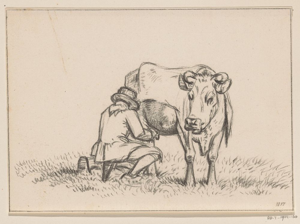 Een koe wordt gemolken (1817) by Jean Bernard