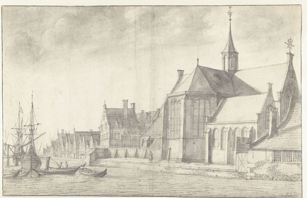 Kerk te Delfshaven (1600 - 1699) by Jan Abrahamsz Beerstraten