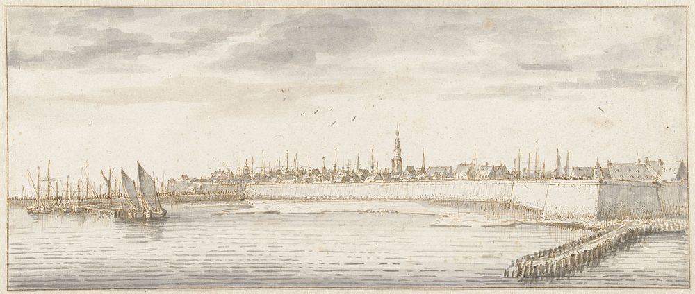Gezicht op Vlissingen, vanaf de Schelde gezien (1600 - 1650) by Abraham de Verwer