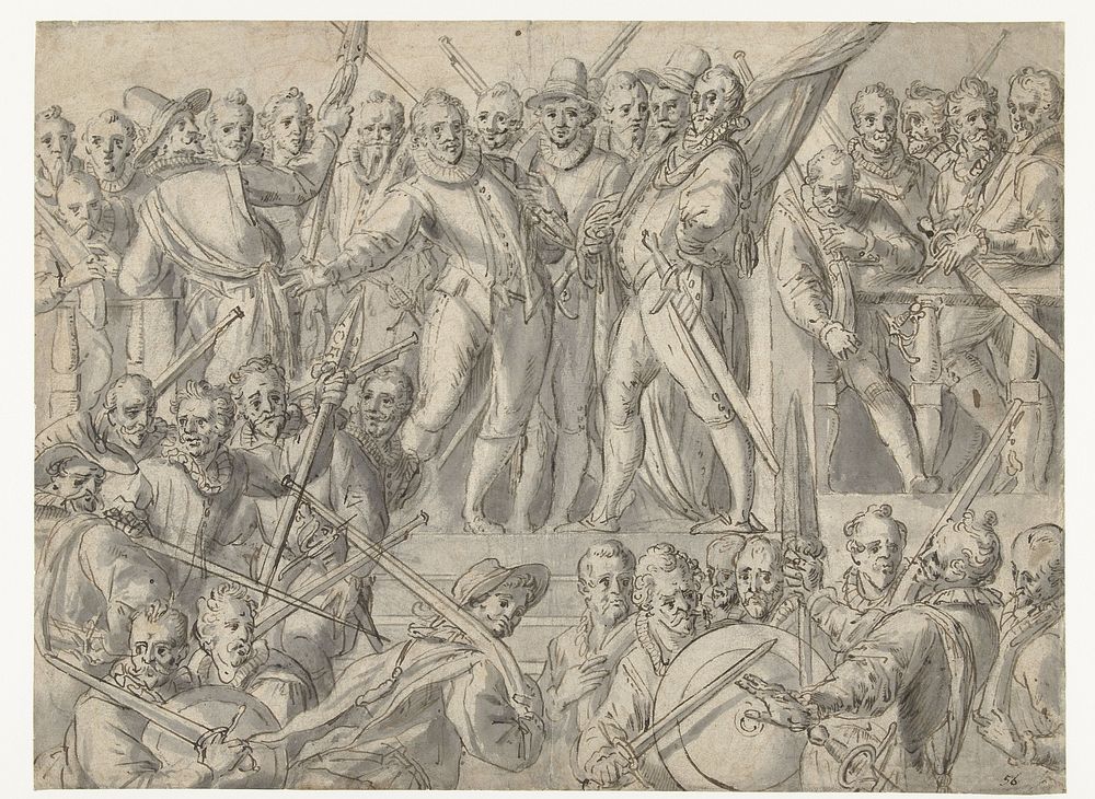Schutterij bestaande uit achtendertig man (1558 - 1616) by Cornelis Ketel