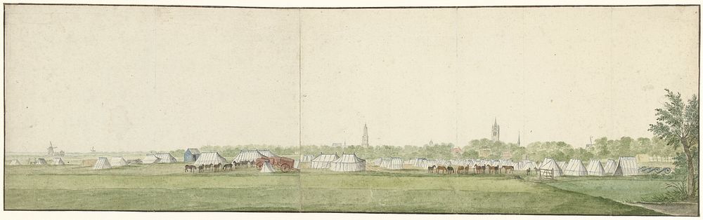 Het Vliegend Legertje van de Patriotten, bij Delft (1762) by anonymous and Cornelis Pronk