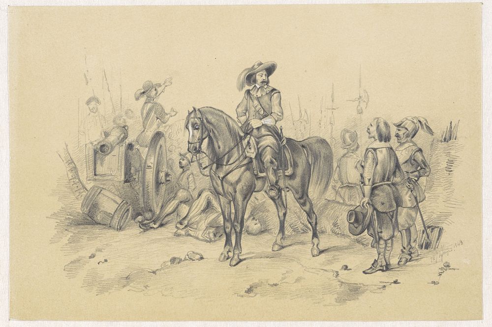 Historisch tafereel met krijgslieden (1848) by Jan Karel Jacob de Jonge
