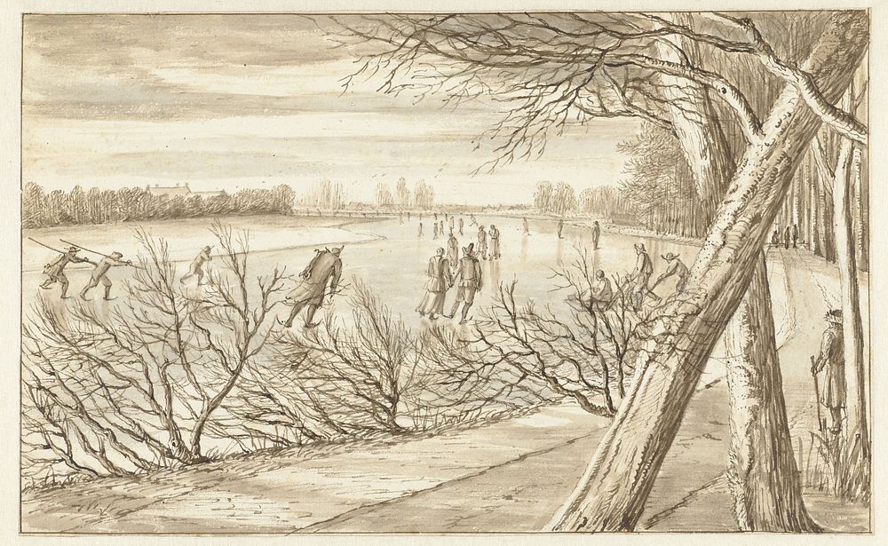 Skaters on a River (c. 1682 - c. 1699) by Abraham Rutgers
