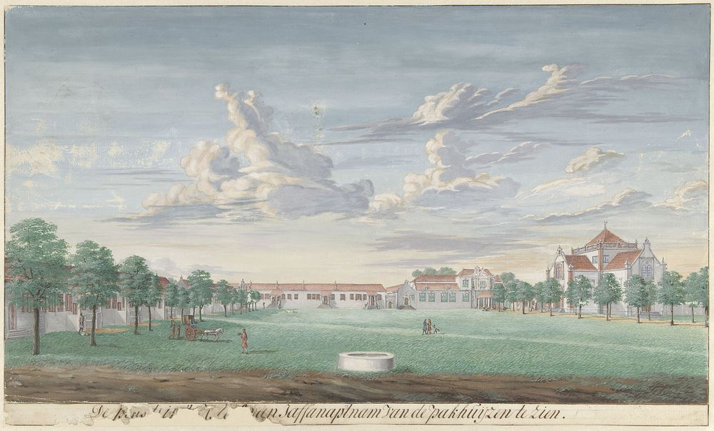 De binnenplaats van het fort Jaffnapatnam op Ceylon (c. 1710) by Cornelis Steiger