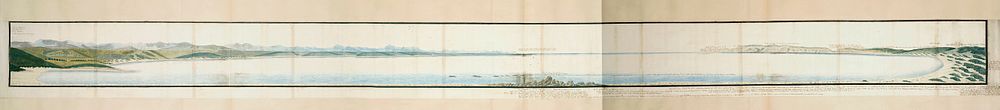 Panorama of Plettenberg Bay seen from the coast (1778) by Robert Jacob Gordon