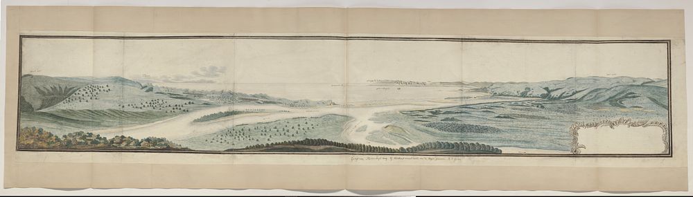 Panorama of Plettenberg Bay, seen from an elevation at the mouth of the Keurbooms River (1778) by Robert Jacob Gordon