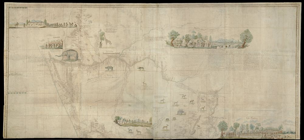 Upper (northern) half of Gordon's great map of Southern Africa (1786) by Robert Jacob Gordon and Johannes Schumacher