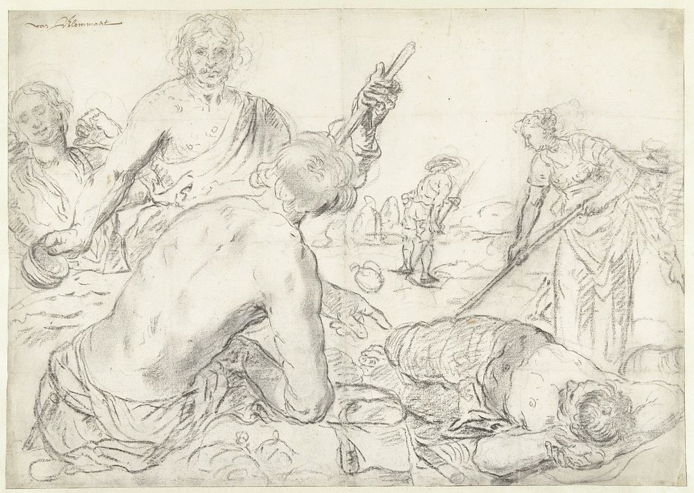 Rustende maaiers (1600 - 1699) by Dirck van Baburen, Leonaert Bramer and Abraham Bloemaert