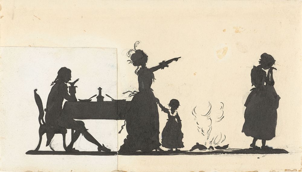 Ontwerp voor illustratie voor In Holland staat een huis: silhouet van de meid die valt (1884 - 1917) by Nelly Bodenheim