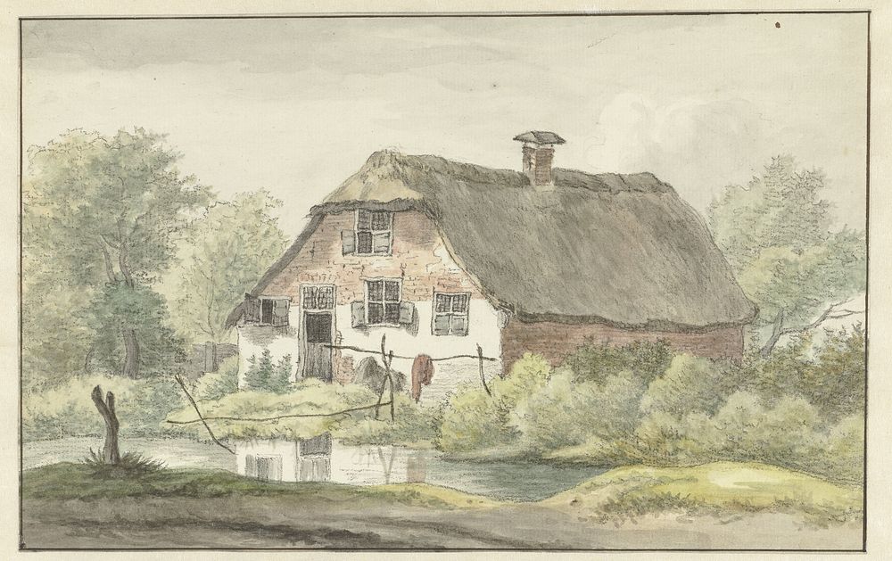 Boerderij met rieten dak (1755 - 1818) by Egbert van Drielst