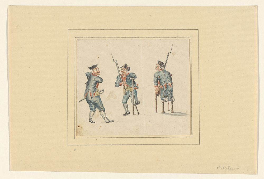 Drie invalide soldaatjes (1700 - 1800) by anonymous
