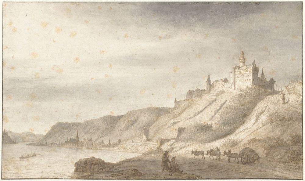 Slot Rheinfels bij St. Goar aan de Rijn (1670 - 1675) by Lambert Doomer