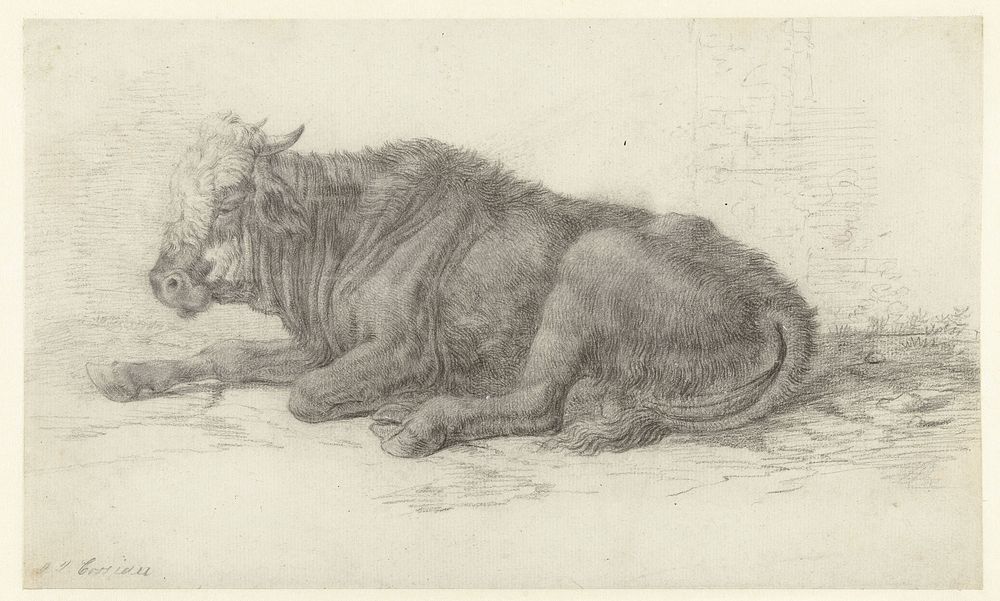 Liggende koe (1670 - 1732) by Jan Joost van Cossiau and anonymous