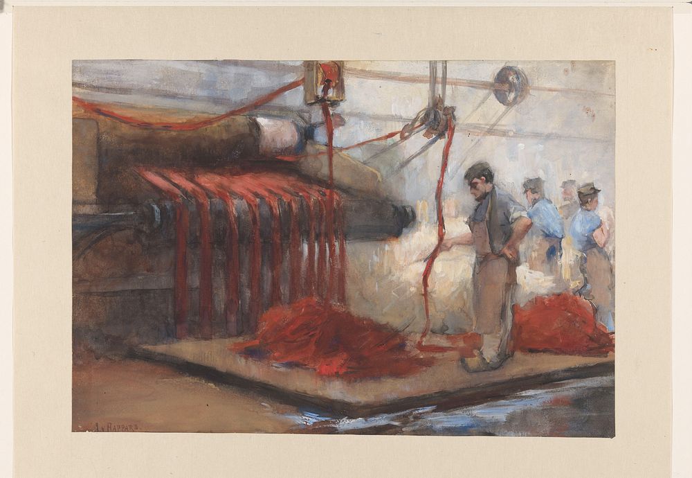 In de roodververij (1868 - 1892) by Anthon Gerhard Alexander van Rappard