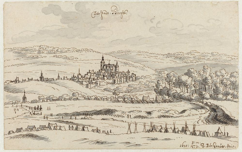 View of an Encampment of the Army of Willem III near Binche, Hainaut (1675) by Josua de Grave