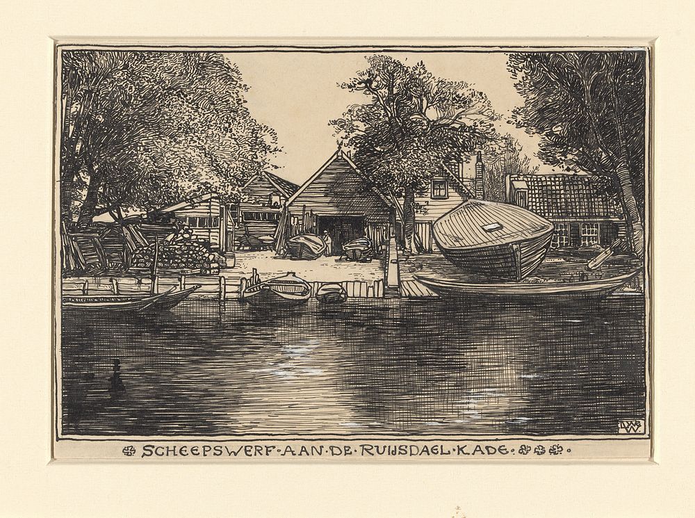 Scheepswerf aan de Ruysdael Kade te Amsterdam (1870 - 1926) by Willem Wenckebach