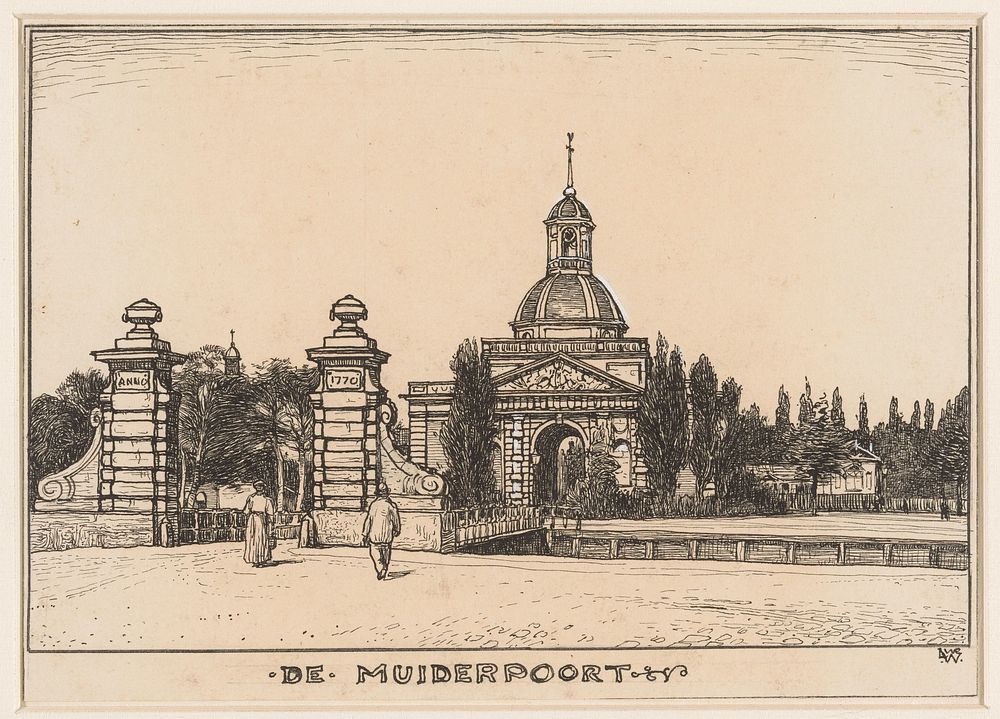De Muiderpoort te Amsterdam, met Hekkepoortje (1870 - 1926) by Willem Wenckebach