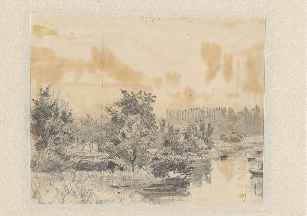 Landschap met rivier de Berkel (1855 - 1881) by Coen Metzelaar