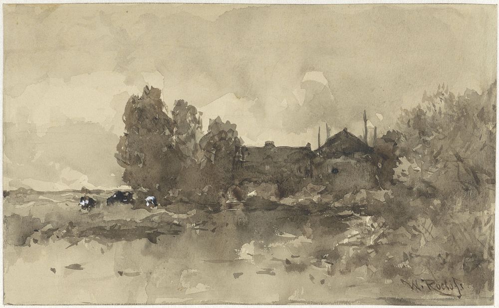 Landschap met boerderij (1832 - 1897) by Willem Roelofs I
