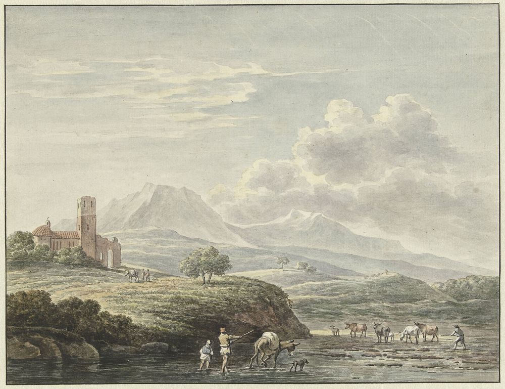 Italiaans landschap (1761 - 1800) by Daniël Dupré and Karel du Jardin