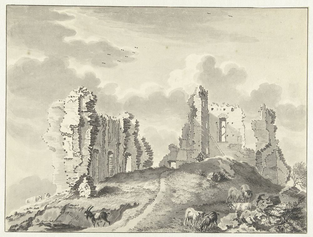 Overblijfselen van het kasteel Kranendonk (1738 - 1739) by Jan de Beijer