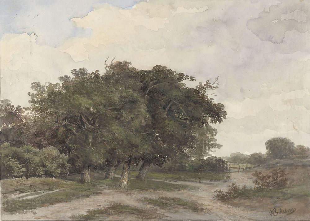 Landschap met bomen (1841 - 1890) by Johannes Warnardus Bilders