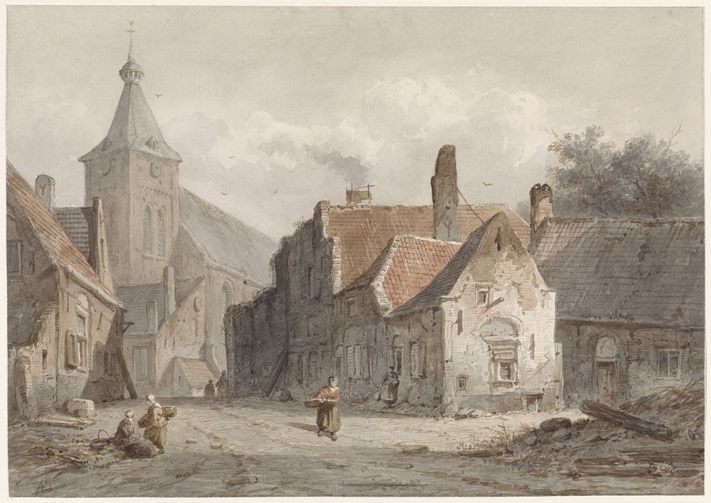 Gezicht te Hattem (1828 - 1897) by Adrianus Eversen