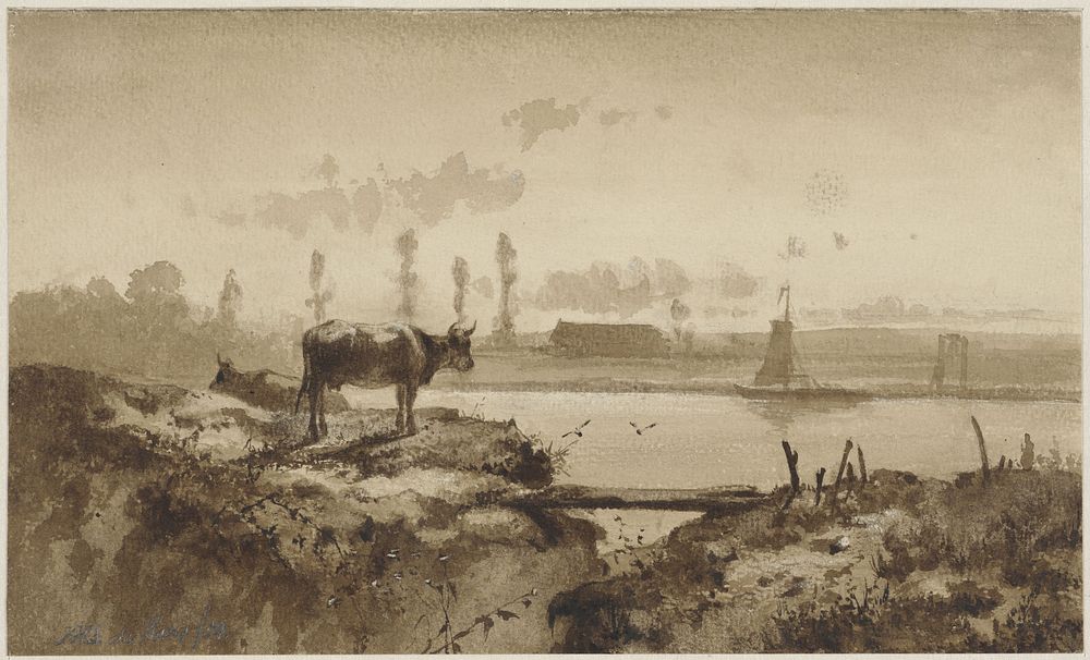Rivierlandschap met koe (1854) by Johannes Hubertus Leonardus de Haas
